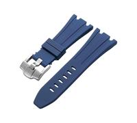 ROUHO 28 x 20mm Silikon Armband mit Pin Schnalle - Weicher Gummiband Ersatz für Audemars Piguet AP 15710 15703 26470 15707 26703-Blau