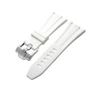 ROUHO 28 x 20mm Silikon Armband mit Pin Schnalle - Weicher Gummiband Ersatz für Audemars Piguet AP 15710 15703 26470 15707 26703-Weiß