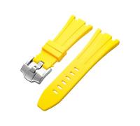ROUHO 28 x 20mm Silikon Armband mit Pin Schnalle - Weicher Gummiband Ersatz für Audemars Piguet AP 15710 15703 26470 15707 26703-Gelb