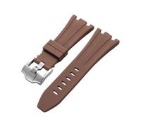 ROUHO 28 x 20mm Silikon Armband mit Pin Schnalle - Weicher Gummiband Ersatz für Audemars Piguet AP 15710 15703 26470 15707 26703-Braun