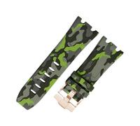 ROUHO 28 x 24mm Modifizierte Silikon Uhr Armband Verstellbare Pin Schnalle Uhrband für Audemars Piguet AP Royal Oak Offshore Diver 15710 15703 26470 15707 26703-Camouflage Grün