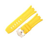 ROUHO 28 x 24mm Modifizierte Silikon Uhr Armband Verstellbare Pin Schnalle Uhrband für Audemars Piguet AP Royal Oak Offshore Diver 15710 15703 26470 15707 26703-Gelb