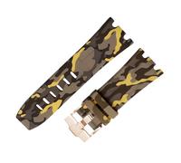 ROUHO 28 x 24mm Modifizierte Silikon Uhr Armband Verstellbare Pin Schnalle Uhrband für Audemars Piguet AP Royal Oak Offshore Diver 15710 15703 26470 15707 26703-Camouflage Gelb