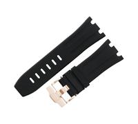 ROUHO 28 x 24mm Modifizierte Silikon Uhr Armband Verstellbare Pin Schnalle Uhrband für Audemars Piguet AP Royal Oak Offshore Diver 15710 15703 26470 15707 26703-Schwarz