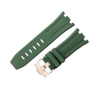 ROUHO 28 x 24mm Modifizierte Silikon Uhr Armband Verstellbare Pin Schnalle Uhrband für Audemars Piguet AP Royal Oak Offshore Diver 15710 15703 26470 15707 26703-Grün