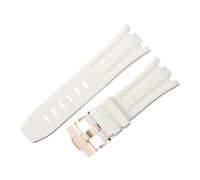 ROUHO 28 x 24mm Modifizierte Silikon Uhr Armband Verstellbare Pin Schnalle Uhrband für Audemars Piguet AP Royal Oak Offshore Diver 15710 15703 26470 15707 26703-Weiß