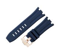 ROUHO 28 x 24mm Modifizierte Silikon Uhr Armband Verstellbare Pin Schnalle Uhrband für Audemars Piguet AP Royal Oak Offshore Diver 15710 15703 26470 15707 26703-Blau