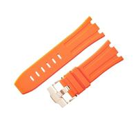 ROUHO 28 x 24mm Modifizierte Silikon Uhr Armband Verstellbare Pin Schnalle Uhrband für Audemars Piguet AP Royal Oak Offshore Diver 15710 15703 26470 15707 26703-Orange