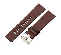 ROUHO 28mm Langlebiges Ersatz-Uhrenarmband, Echtleder Armband für Diesel DZ7333 DZ7348 DZ7370 DZ7314 DZ7406 DZ7257 DZ7332-Kaffee + Silber Schließe