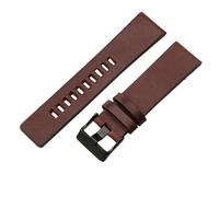 ROUHO 28mm Langlebiges Ersatz-Uhrenarmband, Echtleder Armband für Diesel DZ7333 DZ7348 DZ7370 DZ7314 DZ7406 DZ7257 DZ7332-Kaffee + Schwarz Schließe