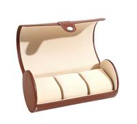 ROUHO 3 Fächer Uhren Reiseetui Lederrolle Schmuckaufbewahrungsbox Sammler Organizer-Braun