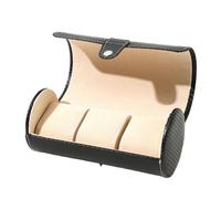 ROUHO 3 Fächer Uhren Reiseetui Lederrolle Schmuckaufbewahrungsbox Sammler Organizer-Schwarz 1