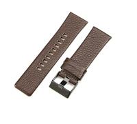ROUHO 30mm Wasserfestes Leder Uhrenarmband Edelstahl Schließe Handgefertigtes Ersatz Uhr Band für Diesel DZ7203 DZ4323 DZ7313 DZ7333 DZ4386-Braun + Schwarz