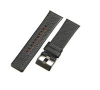 ROUHO 30mm Wasserfestes Leder Uhrenarmband Edelstahl Schließe Handgefertigtes Ersatz Uhr Band für Diesel DZ7203 DZ4323 DZ7313 DZ7333 DZ4386-Schwarz + Schwarz
