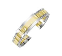 ROUHO 316L Edelstahl Uhren-Armband, Verstellbare Faltschließe Uhrenband für Rolex Daytona SUB-Silber Gold 20mm