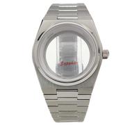 ROUHO 40mm Retro Integriertes Armband Uhren Modifiering Gehäuse, Passend für NH35 NH36 Werk 31,8mm Zifferblatt - Uhren Modifizierung Kit mit Schmetterlingsschließe für Tissot PRX