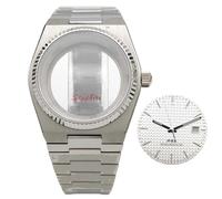 ROUHO 40mm Retro Integriertes Armband Uhren Modifiering Gehäuse, Passend für NH35 NH36 Werk 31,8mm Zifferblatt - Uhren Modifizierung Kit mit Schmetterlingsschließe für Tissot PRX