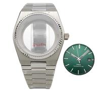 ROUHO 40mm Retro Integriertes Armband Uhren Modifiering Gehäuse, Passend für NH35 NH36 Werk 31,8mm Zifferblatt - Uhren Modifizierung Kit mit Schmetterlingsschließe für Tissot PRX