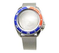 ROUHO 42mm Bubble Saphir Uhrengehäuse Kit mit Mesh Band, Passend für NH35 NH36 Werk 28,5 Zifferblatt, 3.8 Krone Taucher Uhrengehäuse für Seiko SKX007