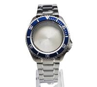 ROUHO 42mm Klassik Taucher Uhrengehäuse & Armband + Geneigte 30,6mm Lünetten Einlage Kit, Passend für NH35 NH36 Werk 28,5mm Zifferblatt, Uhren Modifizierung Zubehör für Seiko SKX007-E 11