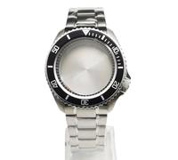 ROUHO 42mm Klassik Taucher Uhrengehäuse & Armband + Geneigte 30,6mm Lünetten Einlage Kit, Passend für NH35 NH36 Werk 28,5mm Zifferblatt, Uhren Modifizierung Zubehör für Seiko SKX007-E 5