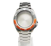 ROUHO 42mm Klassik Taucher Uhrengehäuse & Armband + Geneigte 30,6mm Lünetten Einlage Kit, Passend für NH35 NH36 Werk 28,5mm Zifferblatt, Uhren Modifizierung Zubehör für Seiko SKX007-E 7