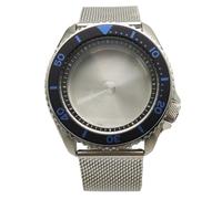 ROUHO 42mm Vintage Taucher Uhrengehäuse + Edelstahl Mesh Armband, Passend für NH35 NH36 4R36A Werk, Uhren Modifizierung Teile für Seiko SKX007-V 6