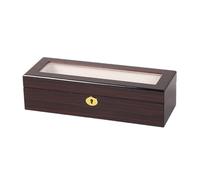 ROUHO 6 Fächer Uhrenvitrine Holz Schmuckaufbewahrung Organizer Uhrenbox
