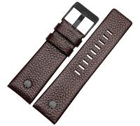 ROUHO Atmungsaktives Echtleder Uhrenarmband, Hautfreundliches Verstellbares Uhrenband für Diesel DZ4323 7312 7314 7348 1657 4318-Braun 27mm