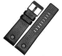 ROUHO Atmungsaktives Echtleder Uhrenarmband, Hautfreundliches Verstellbares Uhrenband für Diesel DZ4323 7312 7314 7348 1657 4318-Schwarz 27mm