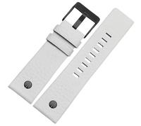 ROUHO Atmungsaktives Echtleder Uhrenarmband, Hautfreundliches Verstellbares Uhrenband für Diesel DZ4323 7312 7314 7348 1657 4318-Weiß 27mm