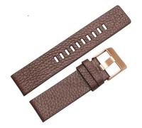 ROUHO Atmungsaktives Leder Uhrenarmband, Ersatz Dornschließe Uhren-Armband für Diesel DZ4323 7312 7314 1657 4318-Braun 27mm