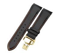 ROUHO Bogenanschluss Leder Uhrenarmband Ersatz Uhrband Faltschließe für Tissot Couturier T035-Schwarz + Gold Schnalle 23mm