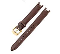 ROUHO Damen Dress Uhrenarmband Gekerbter Anstoß Ersatz Echtleder Uhrenarmband für Anne Klein AK2618 AK2157 AK2156-Braun mit Gold Schließe 12 x 6mm