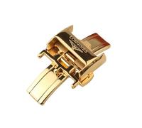 ROUHO Doppel-Druckknopf Uhrschnalle - Uhrarmband Klappverschluss für Longines Master Conquest Elegant L2 L4-Gold 14mm
