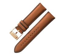 ROUHO Echtleder Ersatz-Uhrenarmband, Leder Schnellverschluss Armband mit Dornschließe für Fossil FS5061 FS5237 ME3052 3054-Dunkelbraun + Roségold Schließe