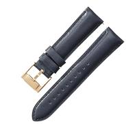 ROUHO Echtleder Ersatz-Uhrenarmband, Leder Schnellverschluss Armband mit Dornschließe für Fossil FS5061 FS5237 ME3052 3054-Dunkelblau + Roségold Schließe