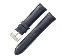 ROUHO Echtleder Ersatz-Uhrenarmband, Leder Schnellverschluss Armband mit Dornschließe für Fossil FS5061 FS5237 ME3052 3054-Dunkelblau + Silber Schließe