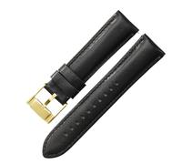 ROUHO Echtleder Ersatz-Uhrenarmband, Leder Schnellverschluss Armband mit Dornschließe für Fossil FS5061 FS5237 ME3052 3054-Schwarz + Gold Schließe