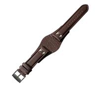 ROUHO Echtleder Uhrenarmband 22mm Edelstahl Schnalle Uhren Band für Fossil CH2564 CH2565-Braun + Schwarz Schnalle