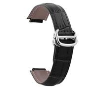 ROUHO Echtleder Uhrenarmband Ersatz Uhrenarmband mit Gekerbtem Anstoß Ende für Cartier Ballon Bleu-Schwarz 16 * 8mm