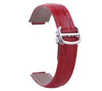 ROUHO Echtleder Uhrenarmband Ersatz Uhrenarmband mit Gekerbtem Anstoß Ende für Cartier Ballon Bleu-Rot 22 * 14mm