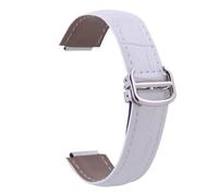 ROUHO Echtleder Uhrenarmband Ersatz Uhrenarmband mit Gekerbtem Anstoß Ende für Cartier Ballon Bleu-Weiß 20 * 12mm