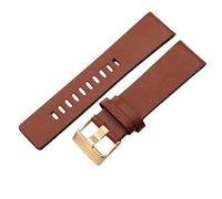 ROUHO Echtleder Uhrenarmband Großes Zifferblatt, Herrenuhr Wasserdicht Langlebiges Ersatzband für Diesel-Braun + Roségold Schließe 27mm