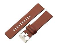 ROUHO Echtleder Uhrenarmband Großes Zifferblatt, Herrenuhr Wasserdicht Langlebiges Ersatzband für Diesel-Braun + Silber Schließe 27mm