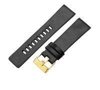 ROUHO Echtleder Uhrenarmband Großes Zifferblatt, Herrenuhr Wasserdicht Langlebiges Ersatzband für Diesel-Schwarz + Gold Schließe 30mm