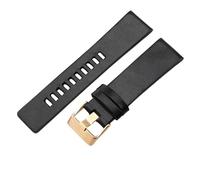 ROUHO Echtleder Uhrenarmband Großes Zifferblatt, Herrenuhr Wasserdicht Langlebiges Ersatzband für Diesel-Schwarz + Roségold Schließe 27mm