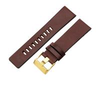 ROUHO Echtleder Uhrenarmband Großes Zifferblatt, Herrenuhr Wasserdicht Langlebiges Ersatzband für Diesel-Kaffee + Gold Schließe 27mm