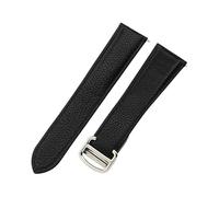 ROUHO Echtleder Uhrenarmband Schnellverschluss, Verstellbares Uhren-Band für Cartier Tank Solo WSTA0029 WSTA0030-Schwarz + Silber Schnalle 23mm