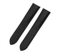 ROUHO Echtleder Uhrenarmband Schnellverschluss, Verstellbares Uhren-Band für Cartier Tank Solo WSTA0029 WSTA0030-Schwarz ohne Schnalle 23mm